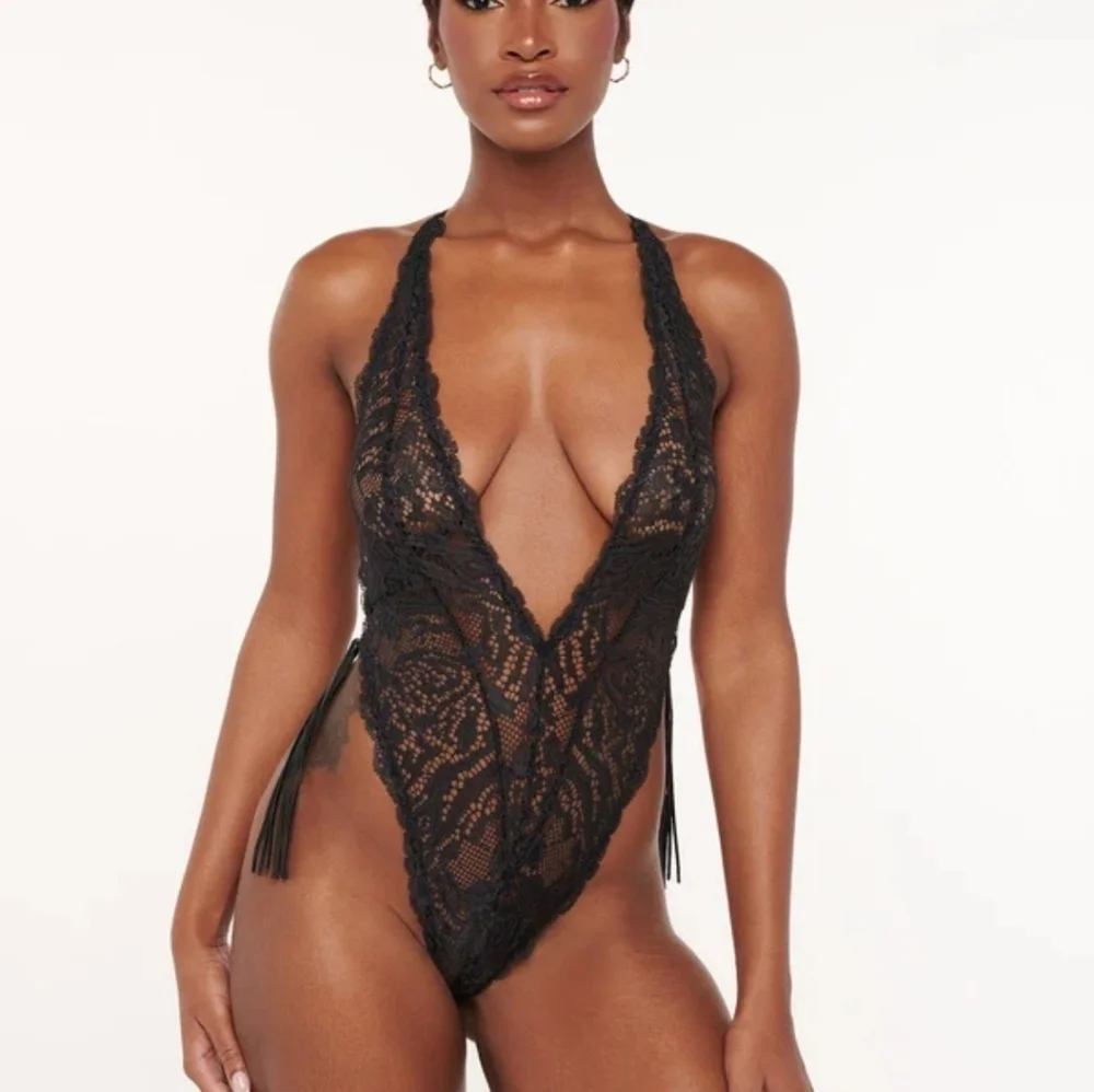 Savage X Fenty Black Caviar Alien Animal Lace Teddy NWT XS